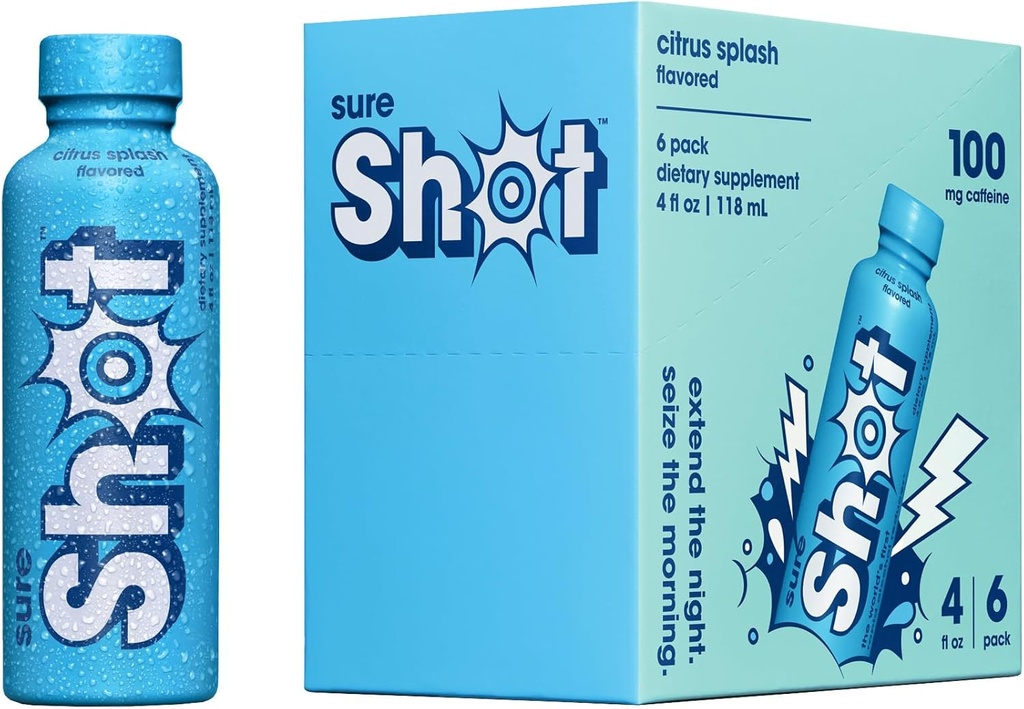 Sure Shot Recovery Drink, Citrus Splash (6 Pack) - Voel je beter na het drinken, Wake Up Refreshed - Premium Hydration Drank met Elektrolyten & Vitaminen voor lever & Gut Ondersteuning, Energie & Focus, 4 Oz