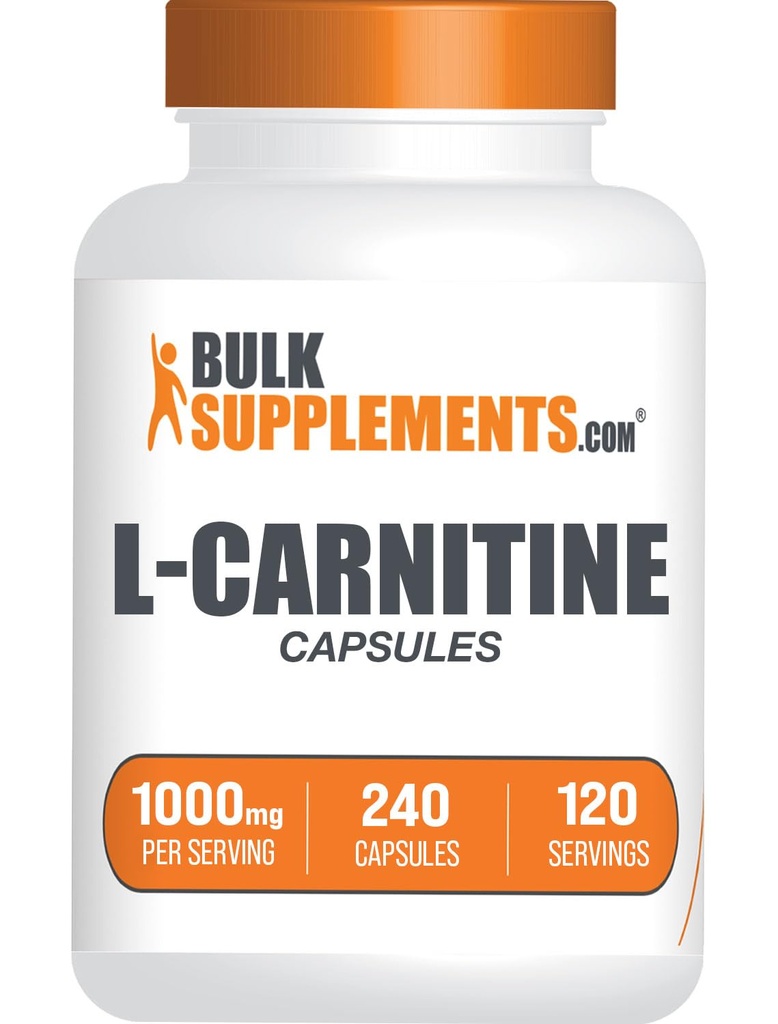 BulkSupplements.com L-Carnitine 1000mg Capsules - Carnitine Supplement, Aminozuur Supplement - Glutenvrij, 2 capsules per portie (1000mg), 240 Tellen (Pack of 1)