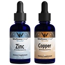 WellnessOne Ionic Liquid Zink & Liquid Copper - Zink-koper bundel ter ondersteuning van het immuunsysteem & Joint, Nerve & Bone Health - 1,67 fl oz Zink & koper Liquid Drops