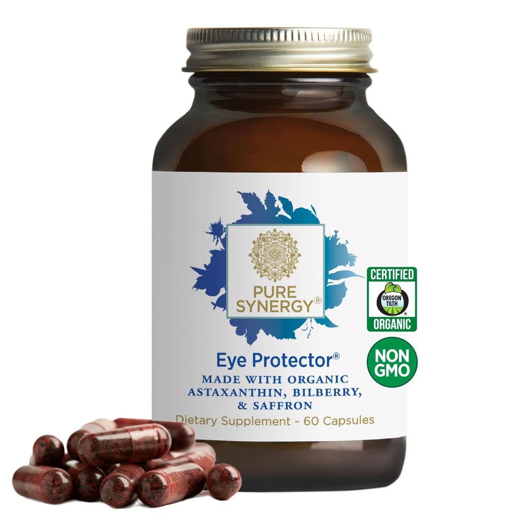 PURE SYNERGY Eye Protector 100% Natural, Vegan Eye Health Supplement met biologische astaxanthine, Lutein, & Zeaurez 