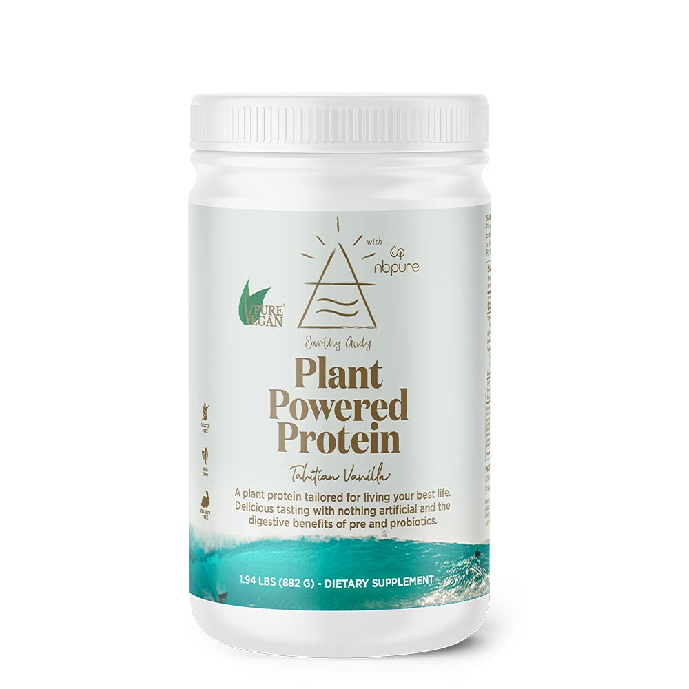 nbpure Earthy Andy Plant Powered Proteïne, Glutenvrij, Non-GMO, Wreed Gratis Pea Proteïne Poeder, Vanille, 30 porties