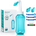 Neti Pot Sinus Sinse Nasal Wash 300ML Neti-Pot met 30 Nasal Wash Zout Pakjes en Sticker Thermometer Neusreiniger Wasfles Reiniger Druk Irrigatie voor volwassen & Kid BPA Vrij (lichtgroen)