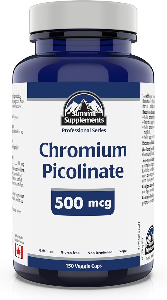 Summit Supplementen, Chroom Picolinaat 500 Mcg, 150 Veggie Caps, Professional Series