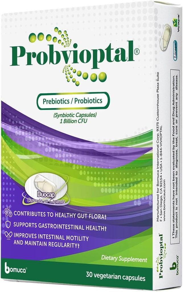 Probvioptal, 30 Capsules (330 Eenheden), Probiotica & Prebiotica, Duocap, 1 miljard CFU, Glutenvrij