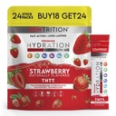 Hydration Powder, Strawberry Pack van 24 Electrolyte Powder Packets, natuurlijk Flavored Hydrating Packets voor Water, Fast Acting Hydrate Electrolytes met Vitaminen B&C, Energie & Recovery