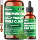 Satoomi 7in1 Wormwood Liquid Drops met zwarte walnoot, Whole Cloves, Berberine, Milk Thistle, Bitter Melon en Turmeric - 60ml gedurende 60 dagen