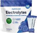 Nutricost Elektrolyten Poeder Hydratatie Pakjes (Blauwe Raspberry, 40 Servers) Lage Calorie Keto Elektrolyten Gezoet met Stevia - Non-GMO, Glutenvrij en Suikervrij