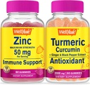 WellYeah Zink + Kurkuma Curcumin, Gummies Bundle - Grote Proeverij, Vitamine Supplement, Glutenvrij, GGO-vrij, Kauwgom