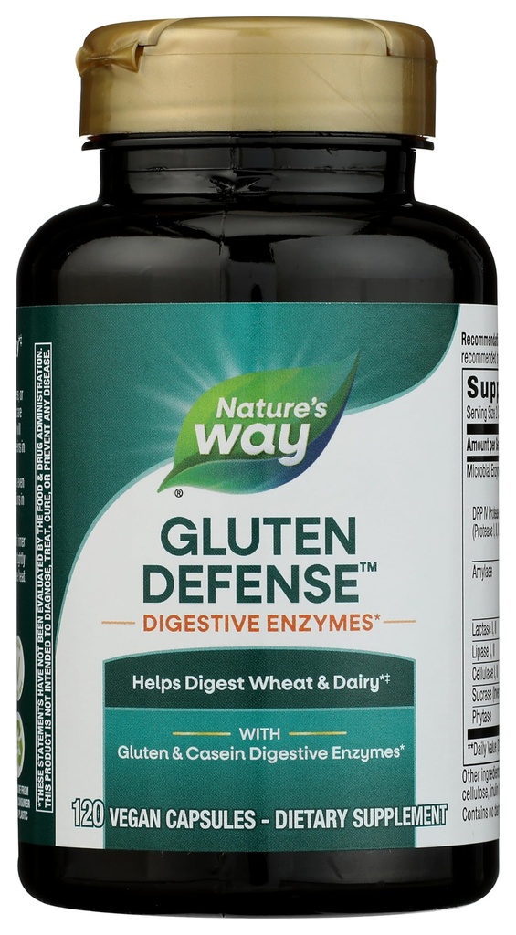 Nature's Way Gluten Defense Digestieve Enzymen*, Helpt Digest Tarwe & Dairy(1), Gluten & Caseïne Digestieve Enzymen*, 120 Vegan Capsules (Verpakking mei Vary)