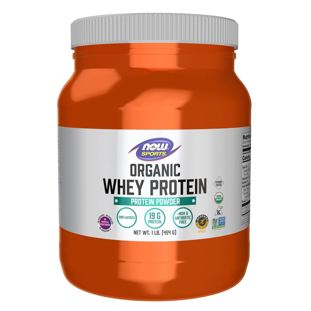 NU Foods Sports Nutrition, Gecertificeerde Biologische Wei Proteïne 19 g, Ongearomatiseerd Poeder, 1-Pond