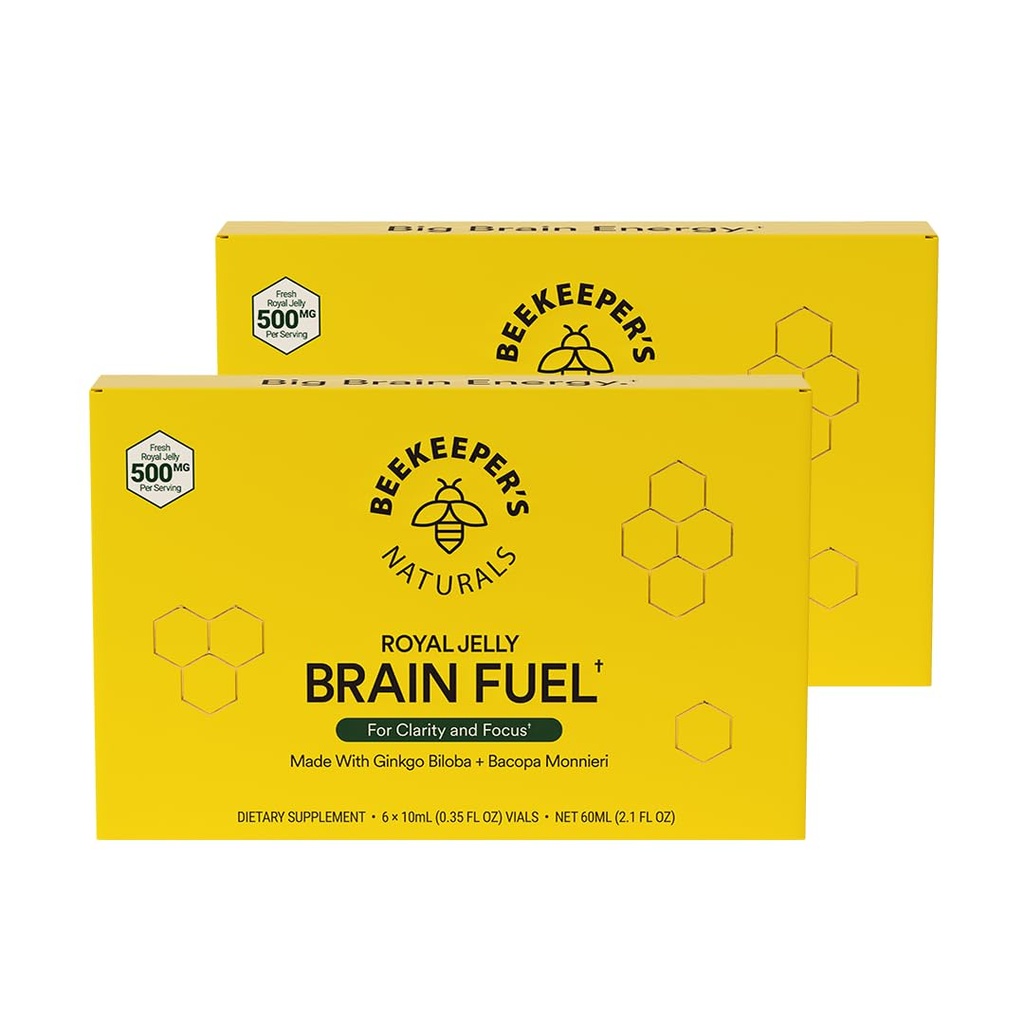 Bikeeper's Naturals B.LXR Hersenbrandstof - Geheugen, Focus en Helderheid Liquid Formula, Ondersteunt Productiviteit Royal Jelly, Ginkgo Biloba, Bacopa Monnieri Keto Vriendelijk, Gluten & Cafeine-Free, 6 ct (2 Pack)