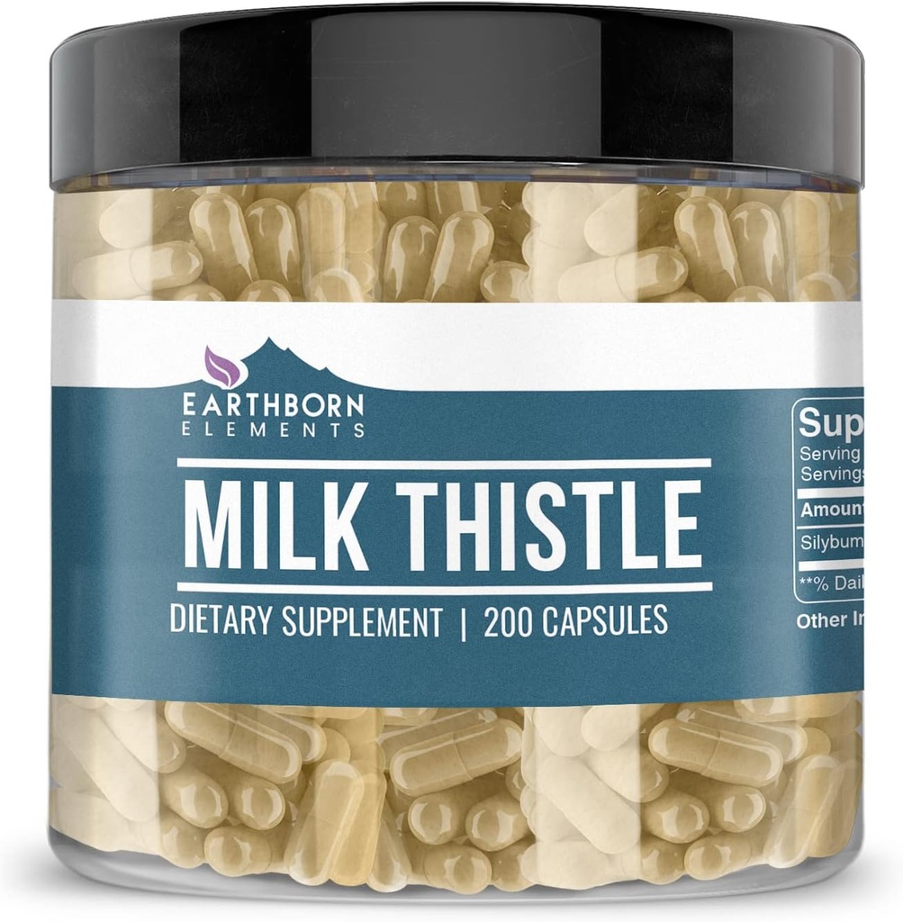 Earthborn Elements Milk Thistle 200 Capsules, Pure & Onverdund, Geen Additieven