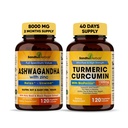 Sandhu Kruiden Biologische 4in1 Ashwagandha w/Zinc & Organic Turmeric Curcumin w/Bioperine Black Pepper Extract