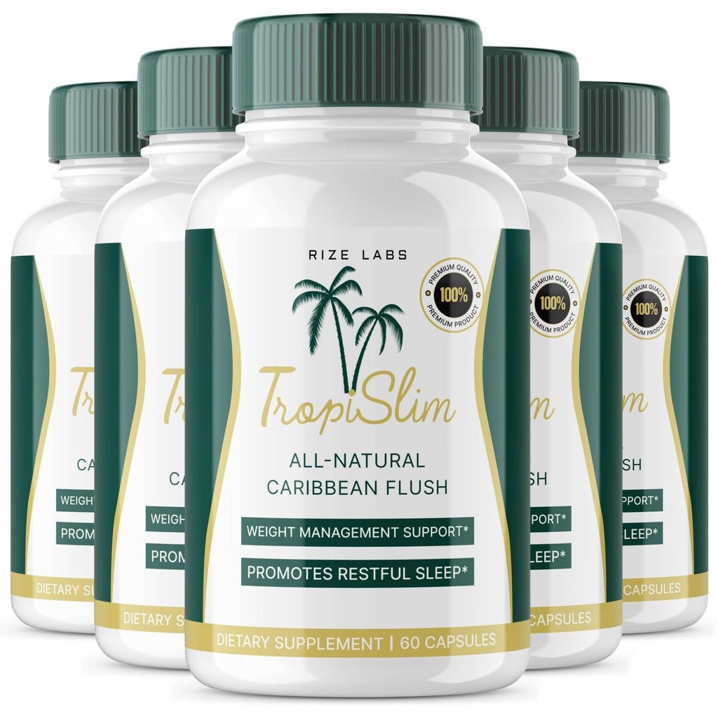(Official 5 Pack) Tropislim, Tropislim All Natural Caribbean Flush, Weight Loss Supplement, Tropislim Slimming Capsules for Women, Healthy Lifestyle + Leaner Physique, Tropical Reviews (300 Capsules)