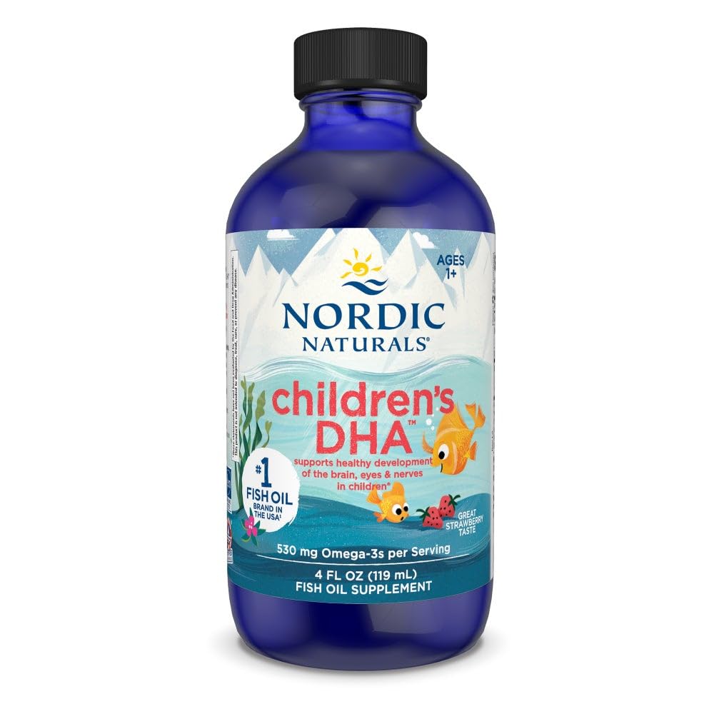 Nordic Naturals DHA, Aardbei - 4 oz voor kinderen - 530 mg Omega-3 met EPA & DHA - Hersenontwikkeling & functie - Non-GMO - 48 porties