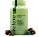 relat Immunity Daily Gummies - Super Greens, Lion's Mane & Reishi, Vitamine C & Zink, Antioxidant Blend with Elderberry & Echinacea - Sunny Berry Flavor, 60 Count