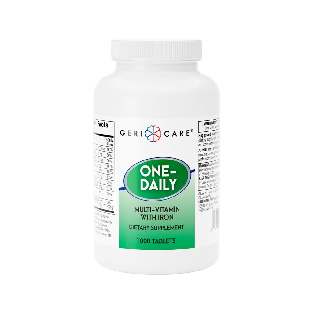 GeriCare One-Daily Multi-Vitamin met ijzertabletten, 1000 Tellen (verpakking van 1)