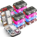 Sabary 16 Pcs Travel Pill Organizers with 10 Compartments Portable Weekly Small Pill Cases Daily Fish Oil Vitamins Medicine Box Dispensers for Pocket Purse Medicine Organizer Essentials(Stylish Color)