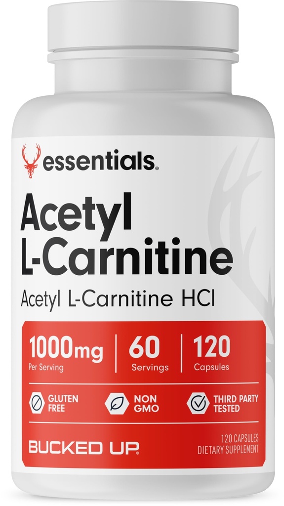 Acetyl-L-Carnitine 1000mg per portie, ondersteunt hersenfunctie Essentials (60 porties, 120 capsules)