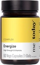 me today Energise Supplement Super B Vitamin B Complex for Men & Women - B6, B12 with Vitamin C, Zinc, Ashwagandha and Siberian Ginseng - Energy and Immune Support - Vegan, 60 Servings