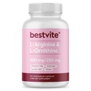 BESTVITE L-Arginine L-Ornithine 500-250 (120 Vegetarian Capsules) - No Stearates - No Fillers - Vegan - Non GMO - Gluten Free - No Calcium Silicate