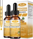 (2 Pack) Kalium Magnesium Supplement, Magnesium Kalium Supplementen met Calcium, Vitamine D3, Zink, Suikervrij en Vegan Liquid Drops Supplement voor benen krampen, energie, voor volwassenen en kinderen
