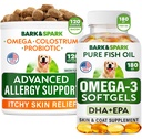 Geavanceerde hondenallergie + Omega 3 Bundel - Itch Relief - Probiotica w/Fish Oil Omega 3 + EPA&DHA vetzuur - Huidallergieën + Joint Health - 120 Kauwen + 180 Softgels - Bacon + Vissmaak - Made in USA