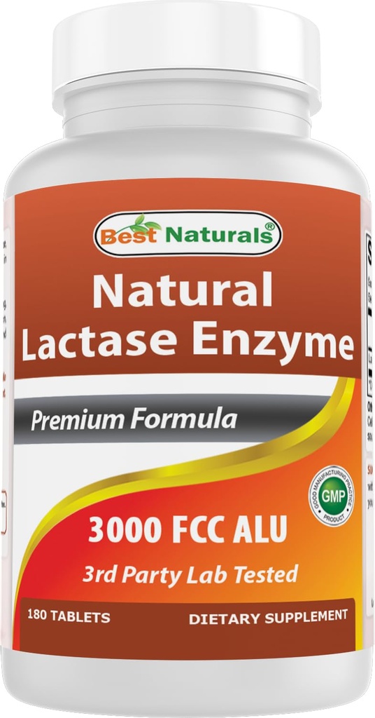 Best Naturals Fast Acting Lactase Enzyme Tablet, 3000 Fcc Alu, 180 Tellen (859375002900)