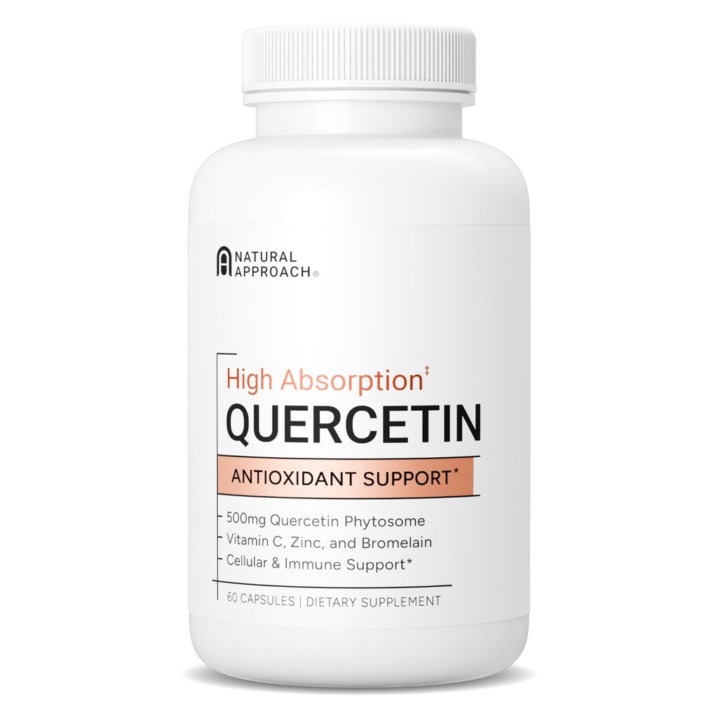 Hoge Absorptie quercetine met bromelaïne, vitamine C en zink - 500mg quercetine Phytosome - 50x Meer Absorptie - Ondersteunt Immuunfunctie & Cellular Health - VS geproduceerd supplement - 60 capsules