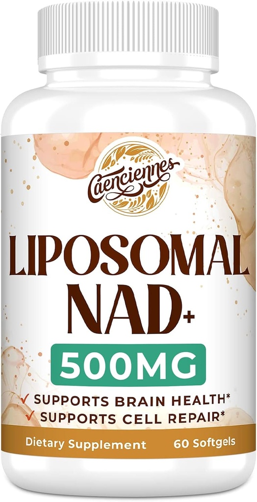 Liposomale NAD+ 500 MG Supplement, True NAD Plus Supplement, Superior Absorptie, Boost NAD+ Efficiënter dan Nicotinamide Riboside voor Cellulaire Energie, Gezond Veroudering, 60 Serveren