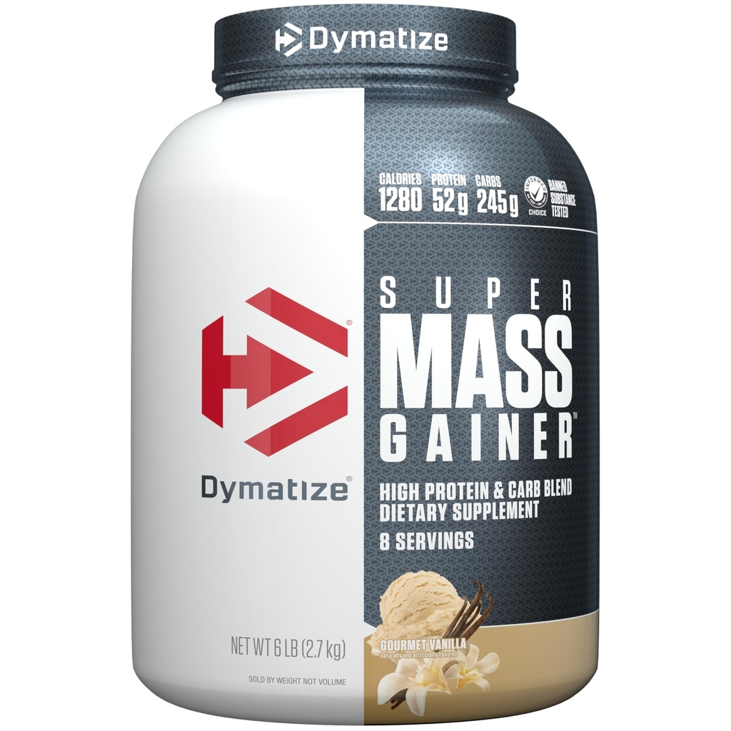 Dymatize Super Mass Gainer Proteïne Poeder, Gourmet Vanille, 52g Proteïne, 1g Creatine, 1280 Calorieën, 10,7g BCAA's, 245g Carbs, Bevat Wei Proteïne Poeder, Isolaat en Caseïne (8 Serven)