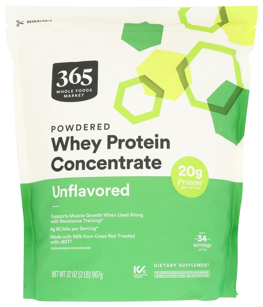365 by Whole Foods Market, Unflavored Whey Concentrate Protein Powder, 32 Ounce