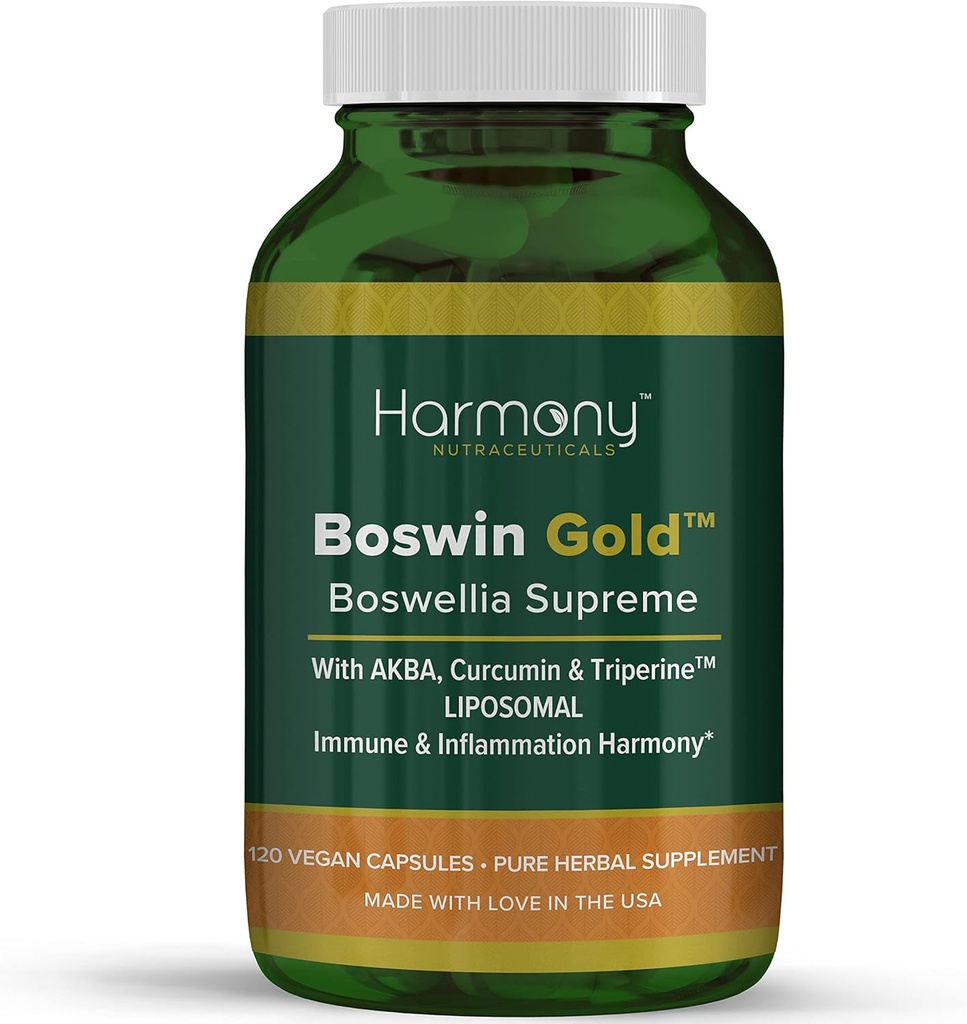 Harmony Nutraceuticals Boswin Gold Liposomal - Hoogste Potentie Maximale Bioactiviteit Dr. Gumman's Klinische Graad Synergiseerd met Kurkuma & Triperine