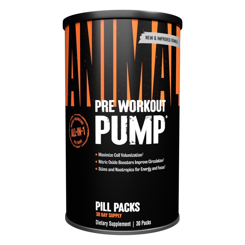 Animal Pump Pre-Workout Supplement – for Energy, Focus and Muscle Volumizing, with Nitric Oxide Boosters Including Stims and Nootropics, Creatine, and Ultimate Pump Enhancer, 30 Packs