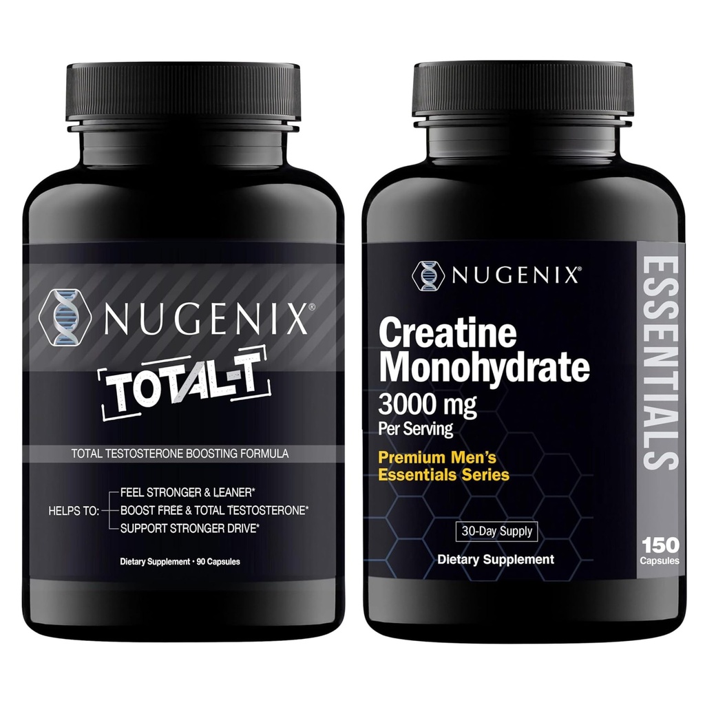 Nugenix Essentials Creatine Monohydraat en Total-T Testosteron Booster voor mannen