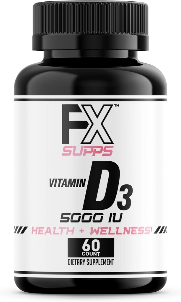 FXSUPPS Vitamine D3 5000 IE (1 Pack, 60 Easy to Swallow Softgels) 