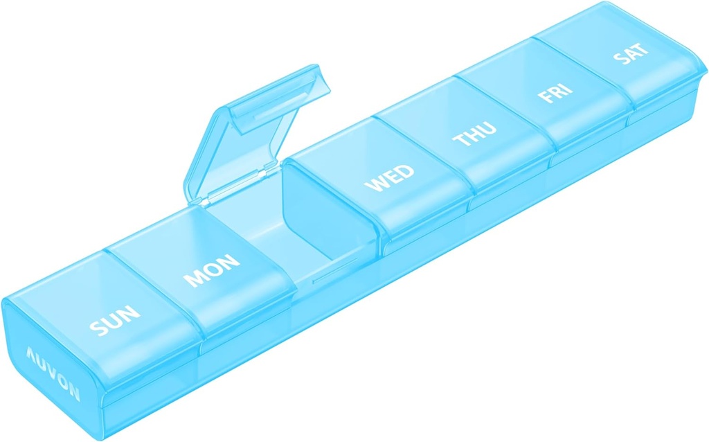 AOVON Weekly pil Organizer met moeiteloze openingsontwerp, Artritis Vriendelijke pil Box, BPA-vrije pil Organizer 7 dagen, schattige en draagbare pil geval voor vitamines, supplementen en medicijnen