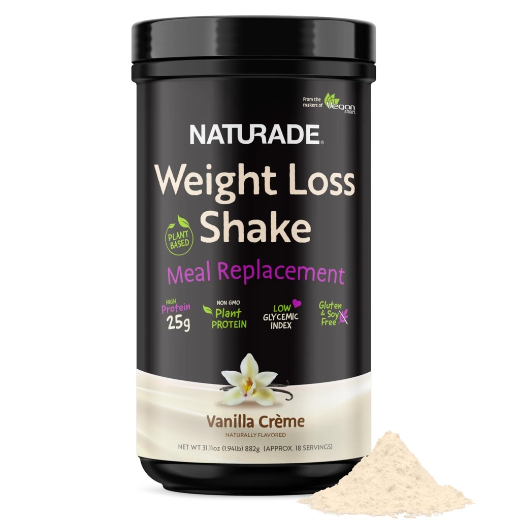 Naturade gewichtsverlies Shake Maaltijd Vervanging, 18 porties - 25g Plant-Based Proteïne, CLA, vezels & 18 Vitaminen en mineralen Ontworpen om Curb Cravings en Boost dagelijkse voeding - Vanilla Creme