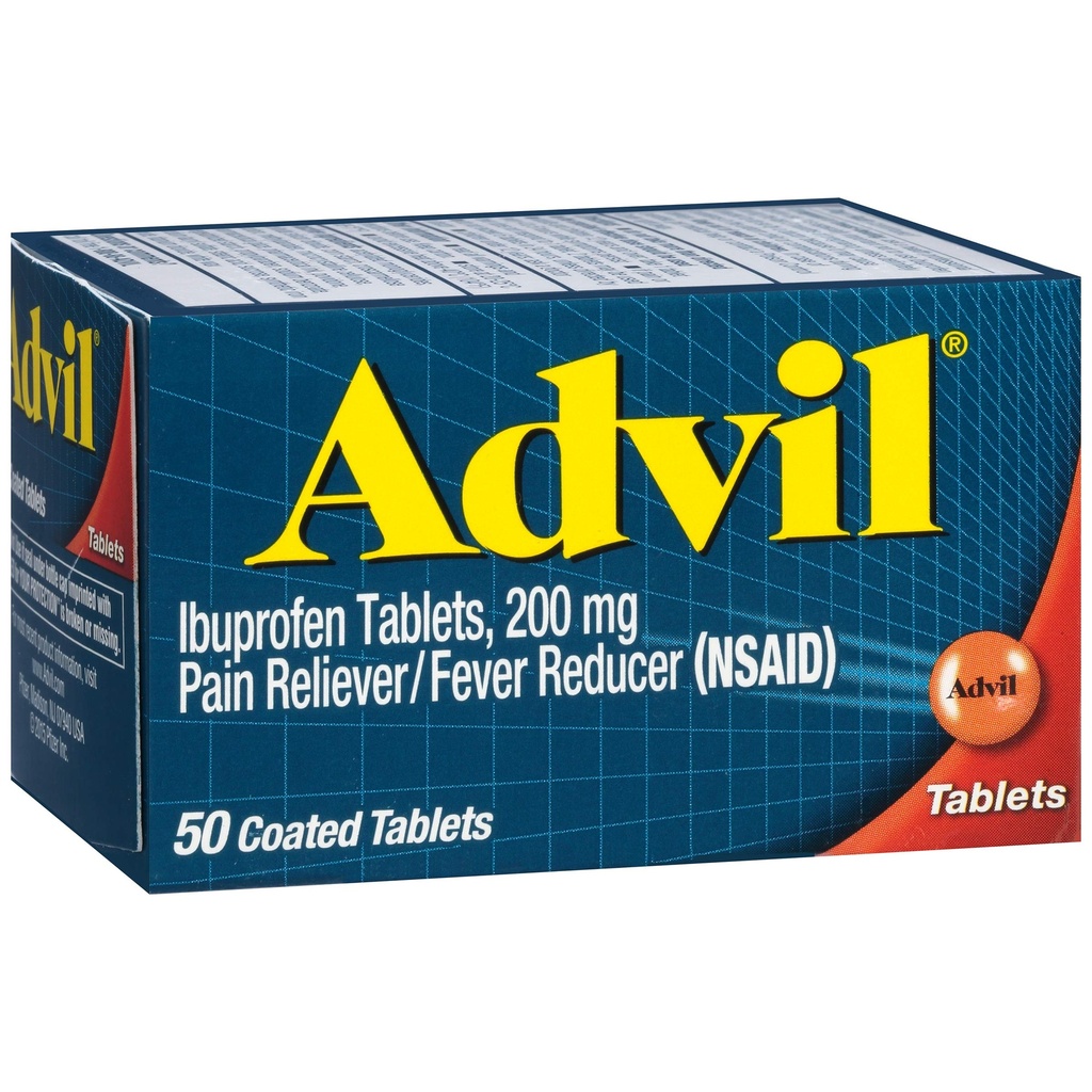 Advil pijnstiller en koortsreducer, Ibuprofen 200 mg voor pijnverlichting - 50 gecoate tabletten