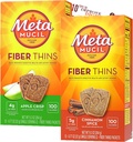 Metamucil Fiber Thins Fiber Supplement met Bleam Digestive Health Support Tip Card Psyllium Fiber Bars - 12CT Apple Crisp & 12CT Kaneel Spice - Set