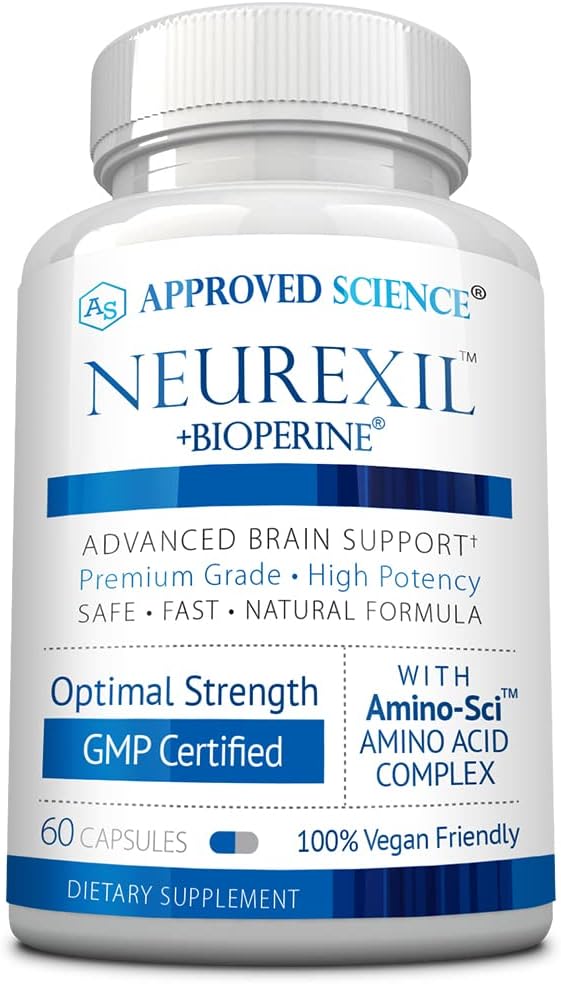 Goedgekeurde Science Neurexil - Natural Nootropic Support with DMAE - Enhance Brain Function, Sharpen Clarity, Boost Memory - L-Tyrosine, Ginkgo Biloba, Huperzine A, BioPerine - 60 Capsules