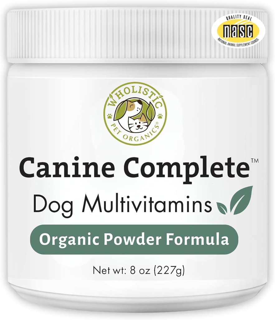 Wholistic Pet Organics Canine Complete - Dog Multivitamin Powder - 8 Oz - Daily Dog Vitamins and Supplements for Homemade Food - Immune System, Skin, Coat & Overall Health - Small and Large Breed