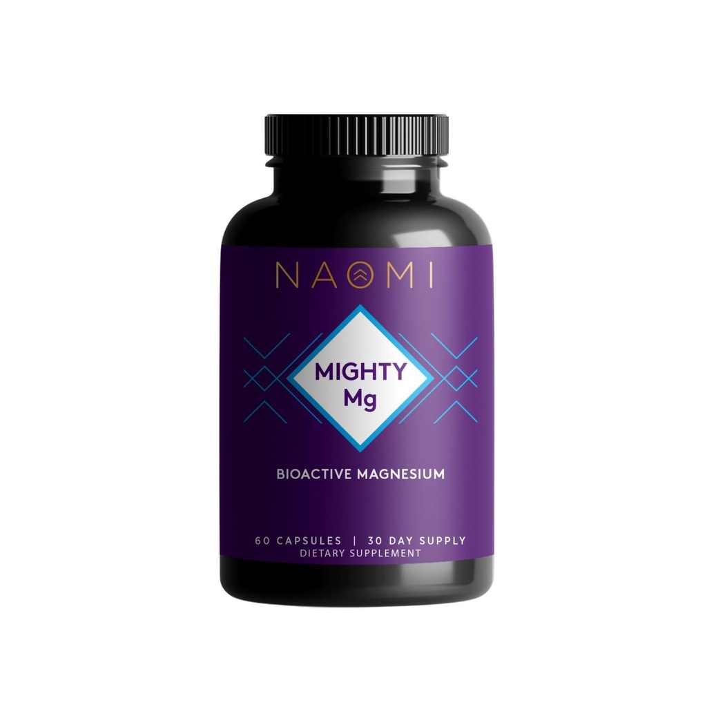 NAOMI Mighty Mg Magnesium Glycinate & Malate Complex 360 mg, Hoge absorptieformule, Elementaire Magnesium ondersteunt de gezondheid van het hart, sterke botten, betere slaap, glutenvrije, niet-GMO, Veganistisch, 60 Veggie Caps