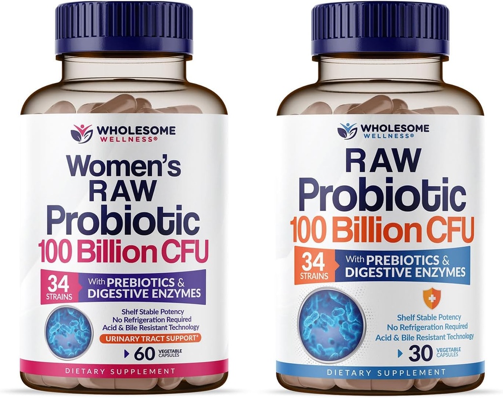 Geheel Wellness 100 miljard CFUs met prebiotica en biologische probiotica 100 miljard CFU voor mannen en vrouwen bundel