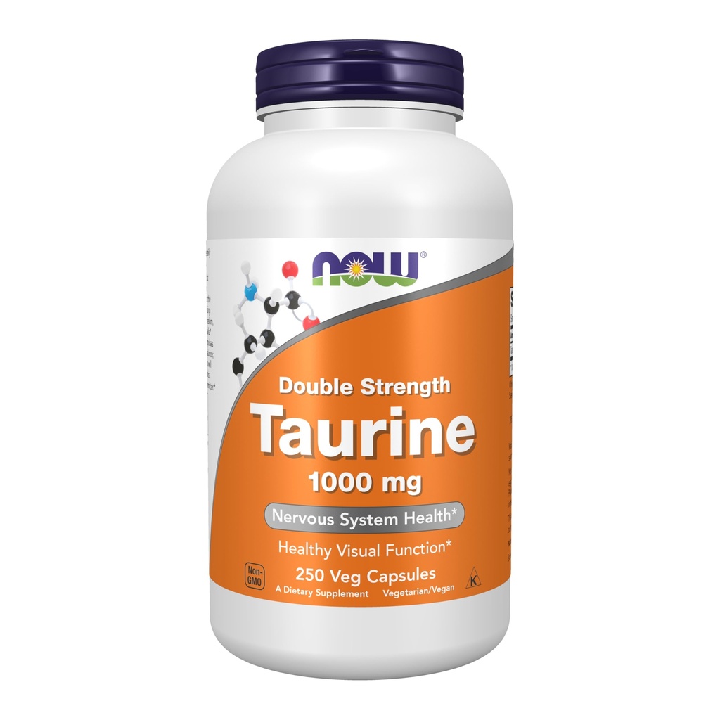 NOW Foods Supplementen, Taurine 1000 mg, Dubbele sterkte, Zenuwstelsel Gezondheid*, 250 Veg Capsules