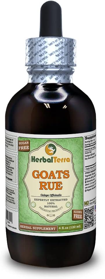 Goat's Rue (Galega officinalis) Glyceriet, biologisch gedroogd kruiden Alcoholvrij vloeibaar extract (Grote naam: HerbalTerra, Trots gemaakt in USA) 4 fl.oz (120 ml)