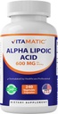 Vitamatic Alpha Lipoic Acid (ALA) 600 mg per portie - 240 plantaardige capsules - 120 porties - non-GMO & Glutenvrij