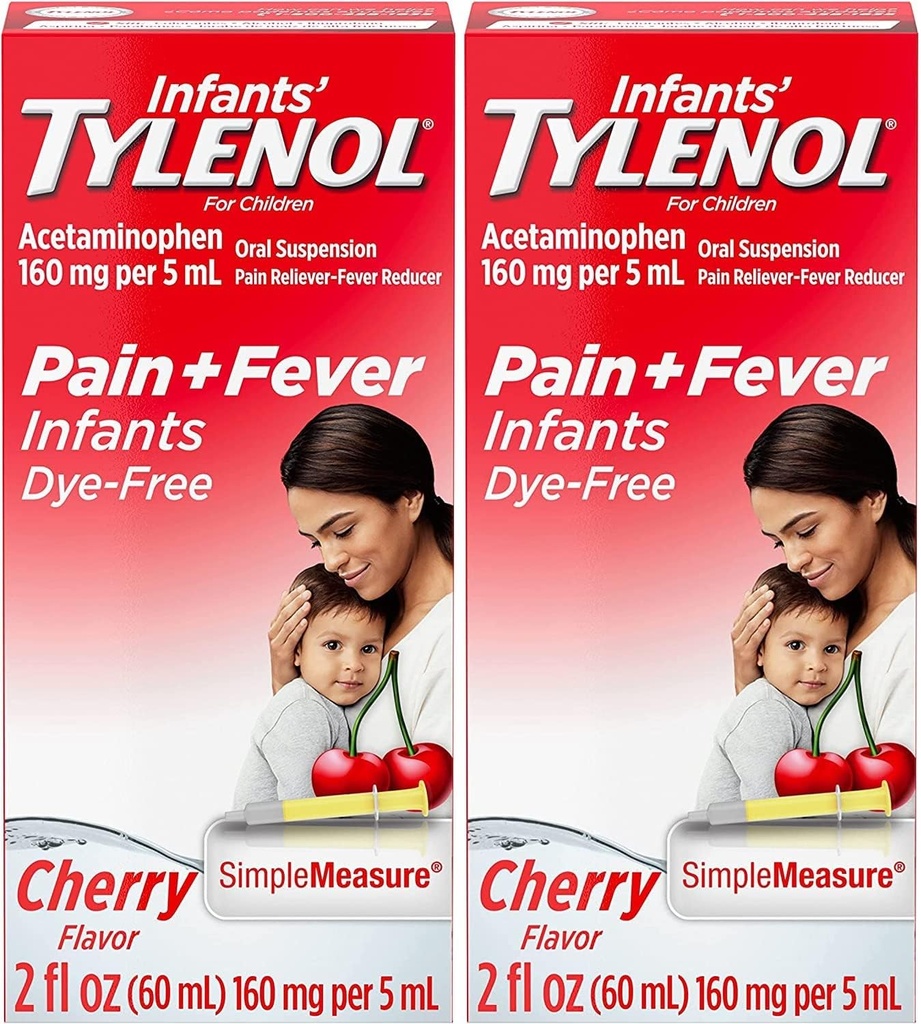 Tylenol Zuigelingen Orale suspensie, Dye-Free, Cherry, 2 Fl. Oz (verpakking van 2)
