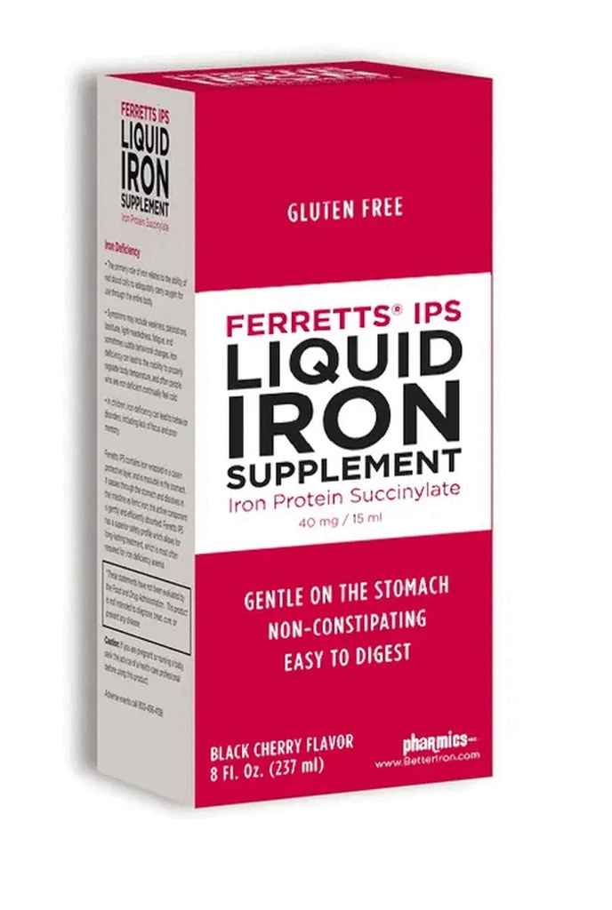 Ferretts Liquid Iron Supplement 40mg (IPS) - 8 Fl Oz. van Black Cherry Flavored High Potency Iron Supplements for Kids & Pregnant Women - Gentle & Non-Constipating Yummy Liquid Iron Supplement