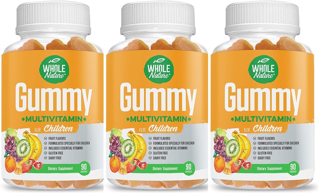Kinderen Vitaminen - Complete Dagelijkse Essentials Kinderen multivitaminen en mineralen voor de algemene Wellness, 90 Gummies Supplementen Fruit smaak, Geen kunstmatige suiker, zuivel en glutenvrij (3)